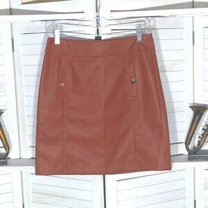 Loft Maroon Vegan Leather Mini Skirt Size 2